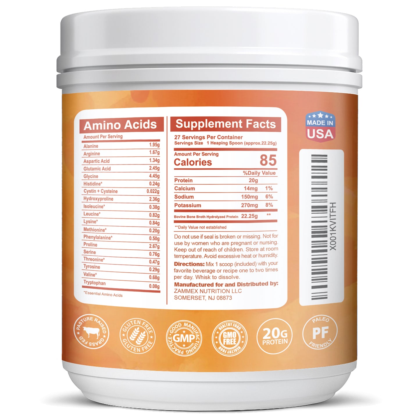 Zammex Hydrolyzed Bone Broth Protein Powder
