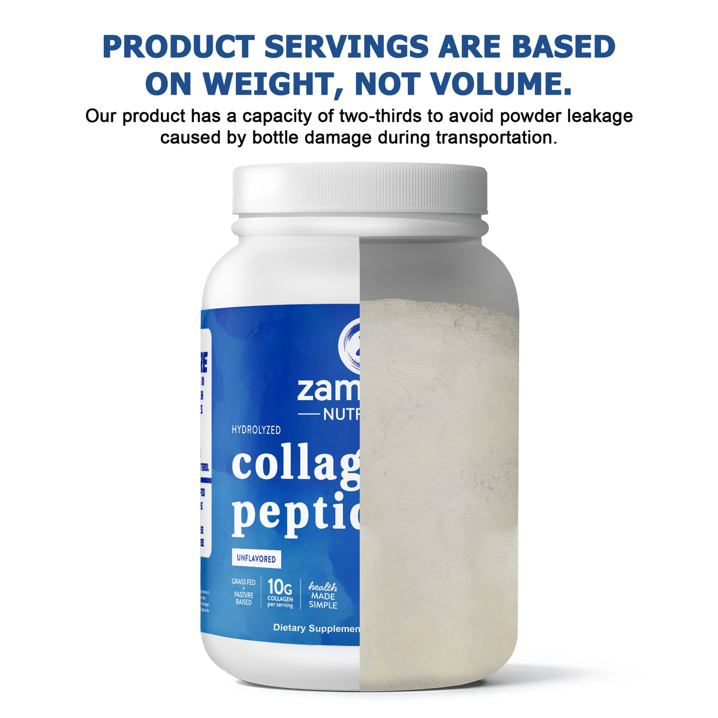 Zammex Hydrolyzed Collagen Peptides Powder 2 lbs Unflavoured