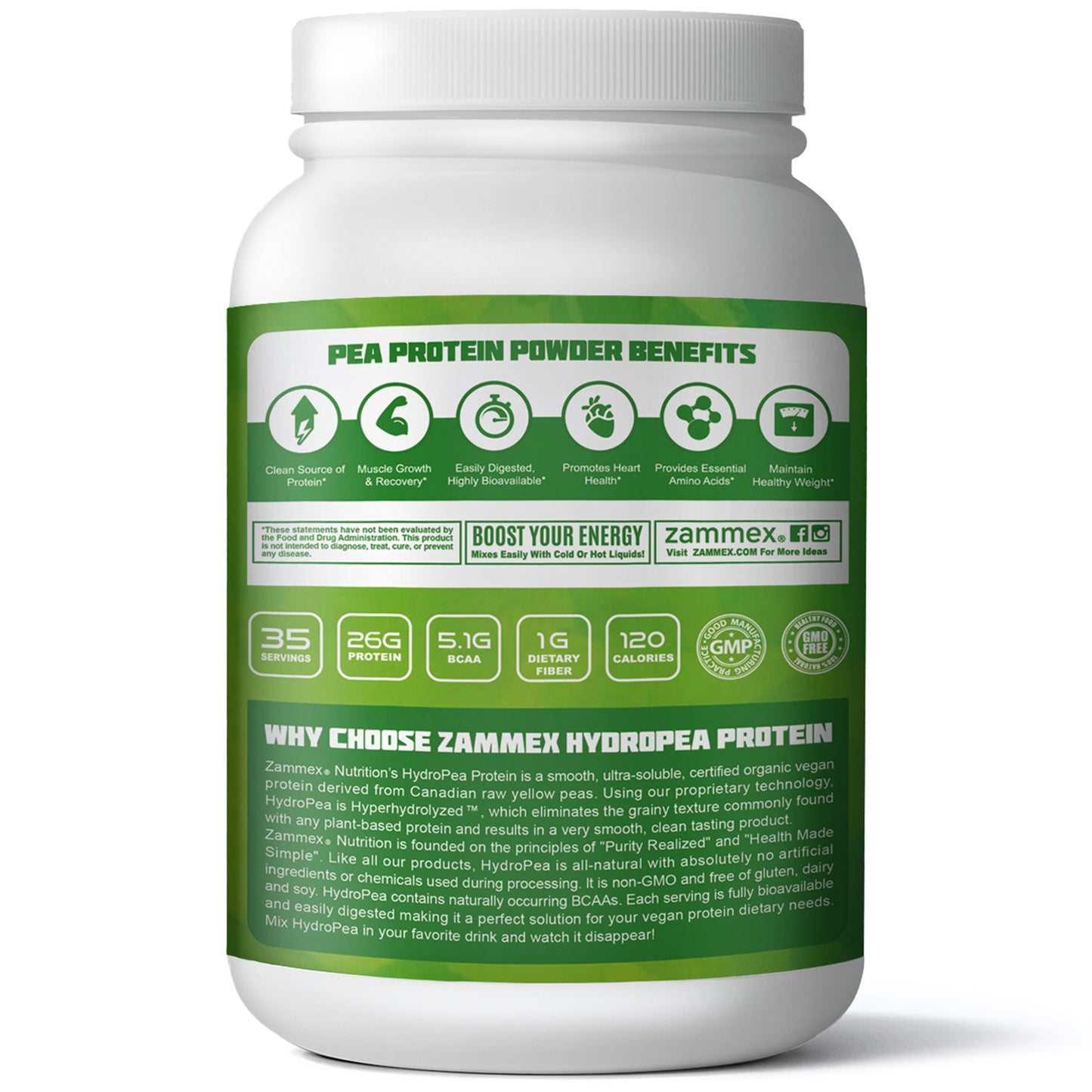 Zammex Organic Hydrolyzed Pea Protein 2.62lb