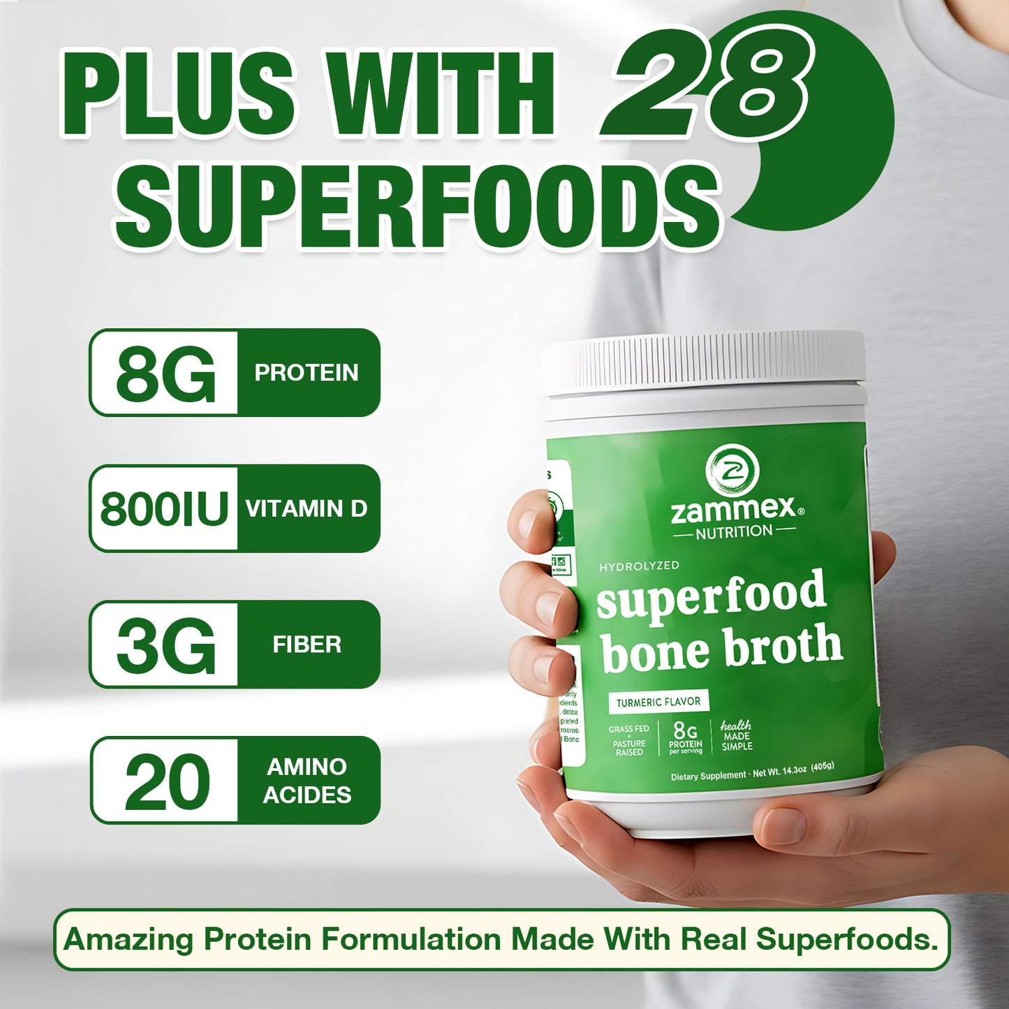 Zammex Superfood Bone Broth Protein Powder