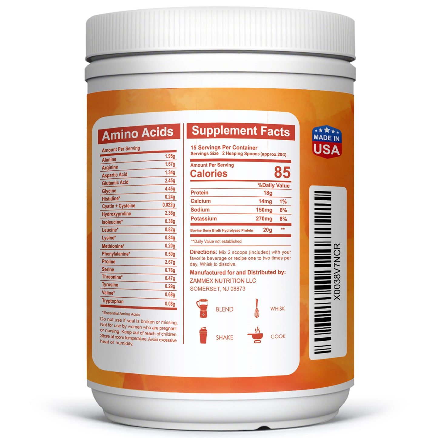 Zammex Bone Broth Protein Powder 10.59oz