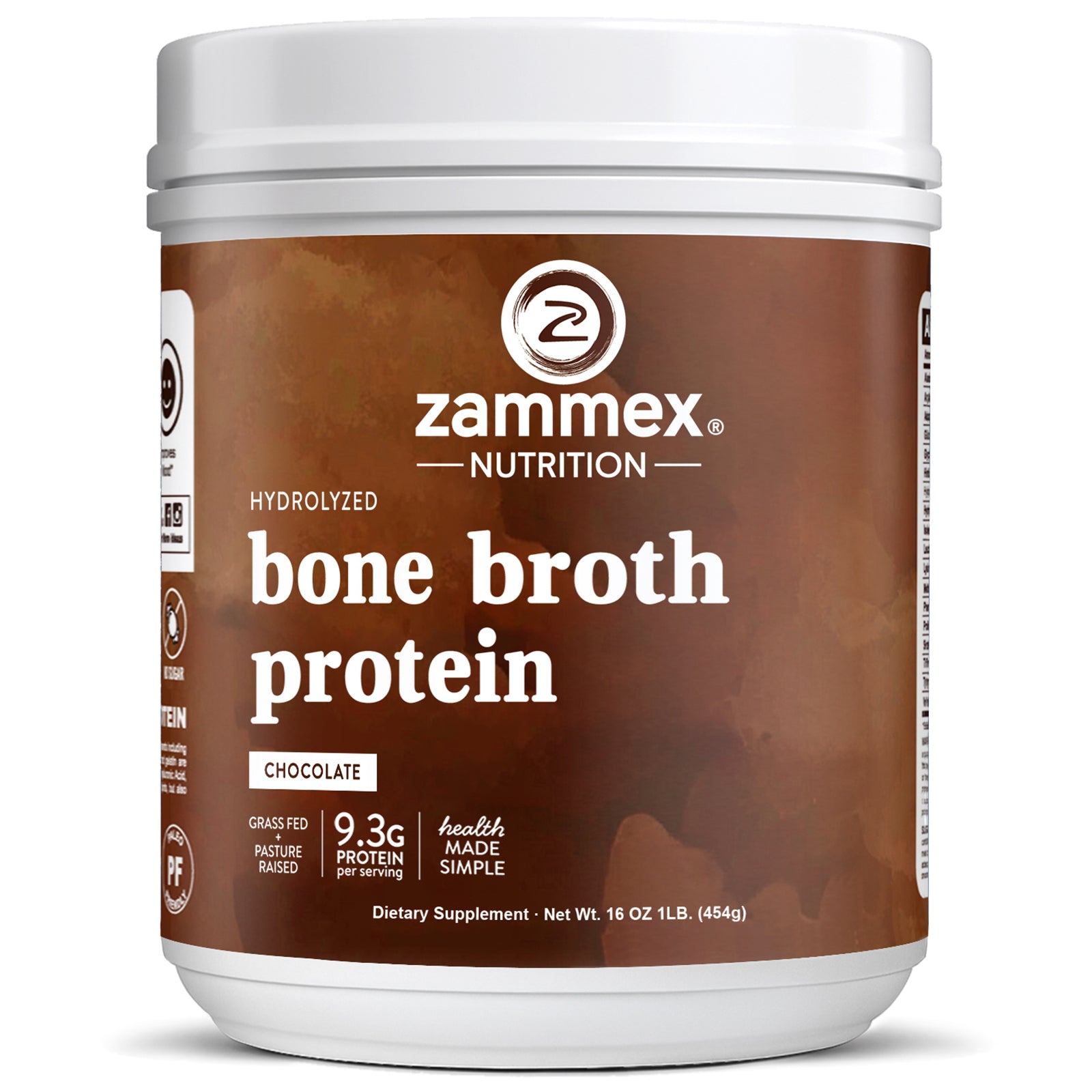 protein Zammex Bone Broth Protein Powder 1 lb, Chocolate Flavor