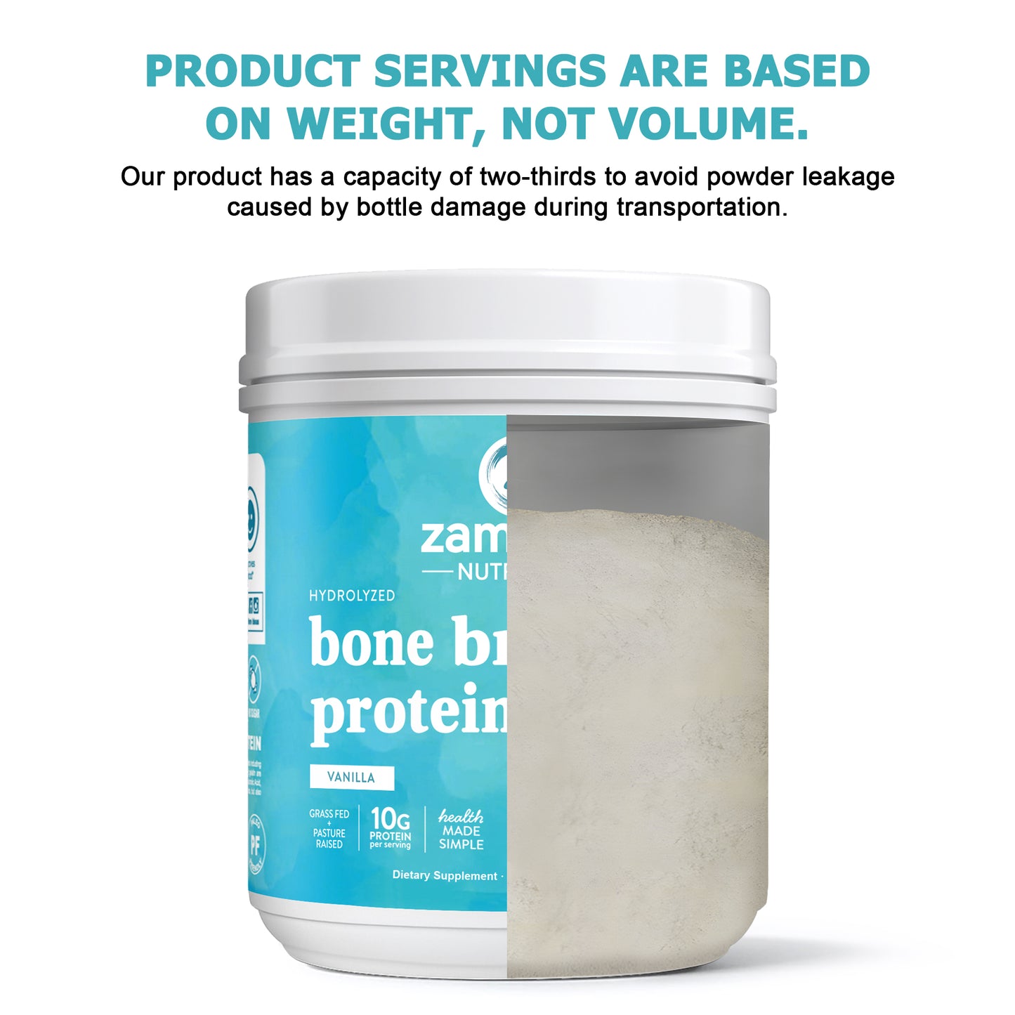 Zammex Bone Broth Protein Vanilla Flavor 1lb
