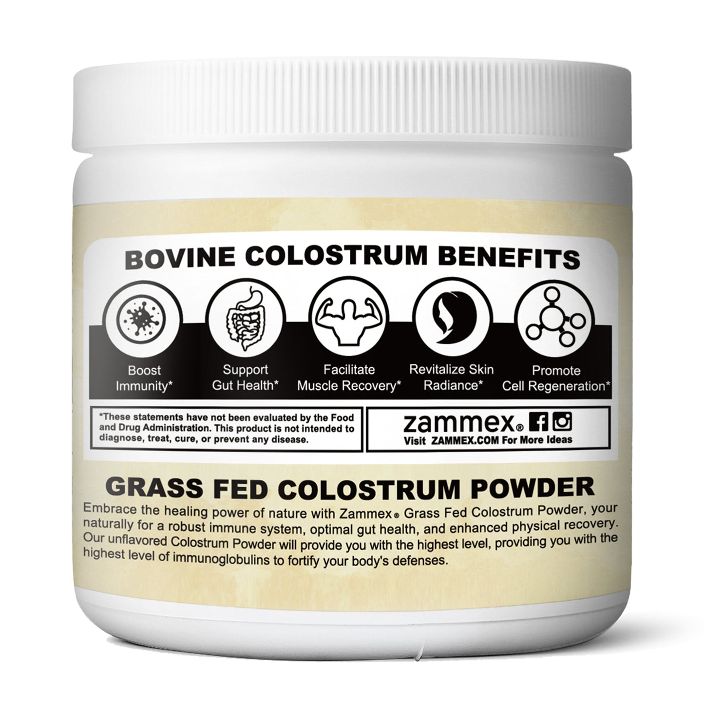 Zammex Grass-Fed Bovine Colostrum Powder