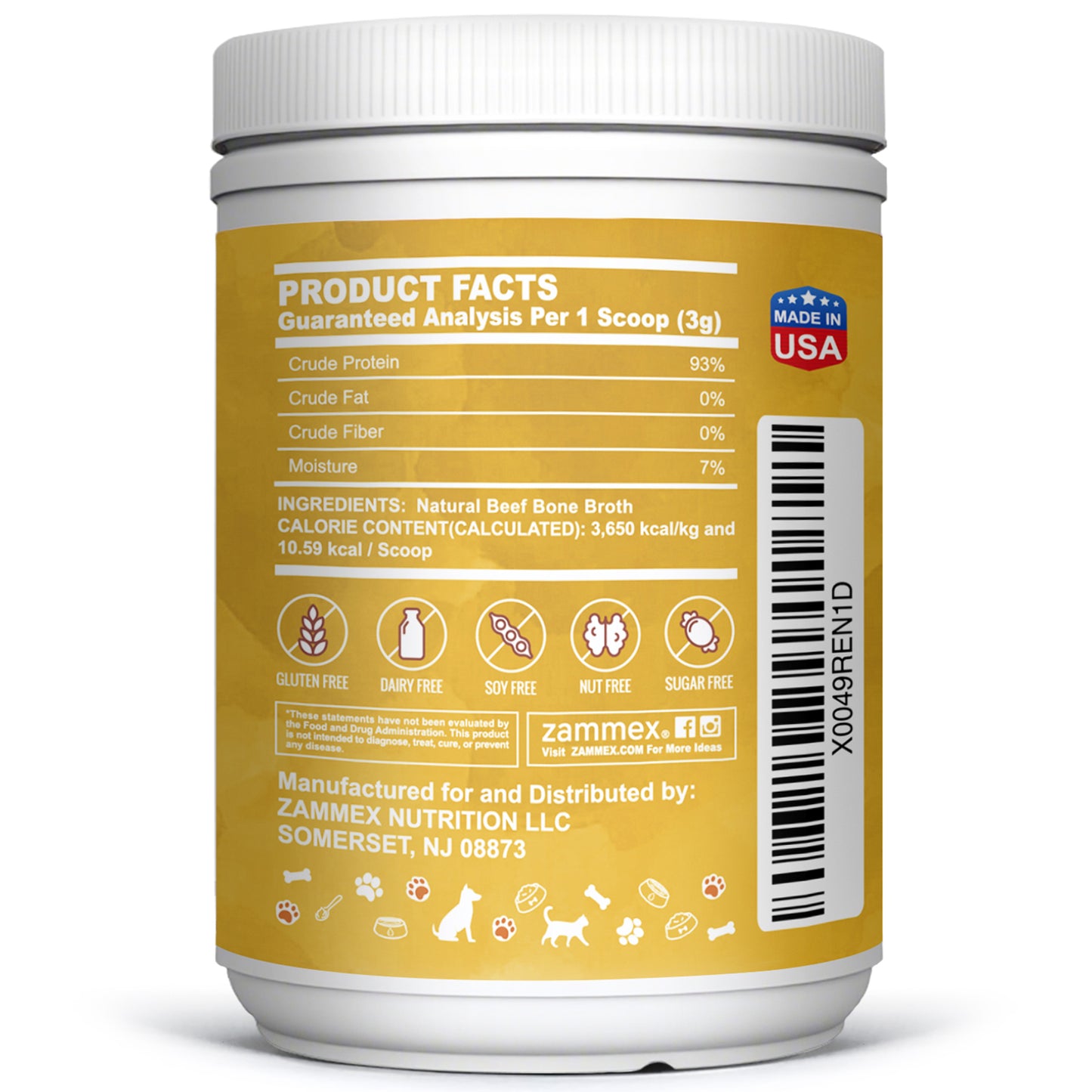 Zammex BeefyPaws Bone Broth Powder for Dogs&Cats