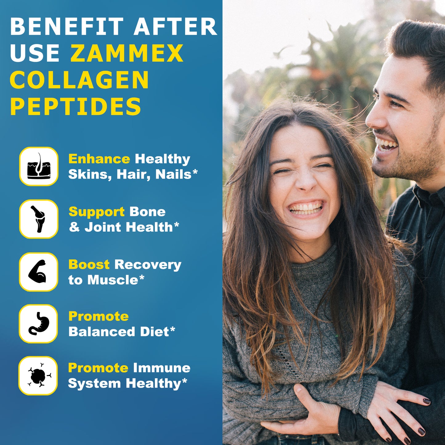 Zammex Hydrolyzed Collagen Peptides Powder 2 lbs Unflavoured