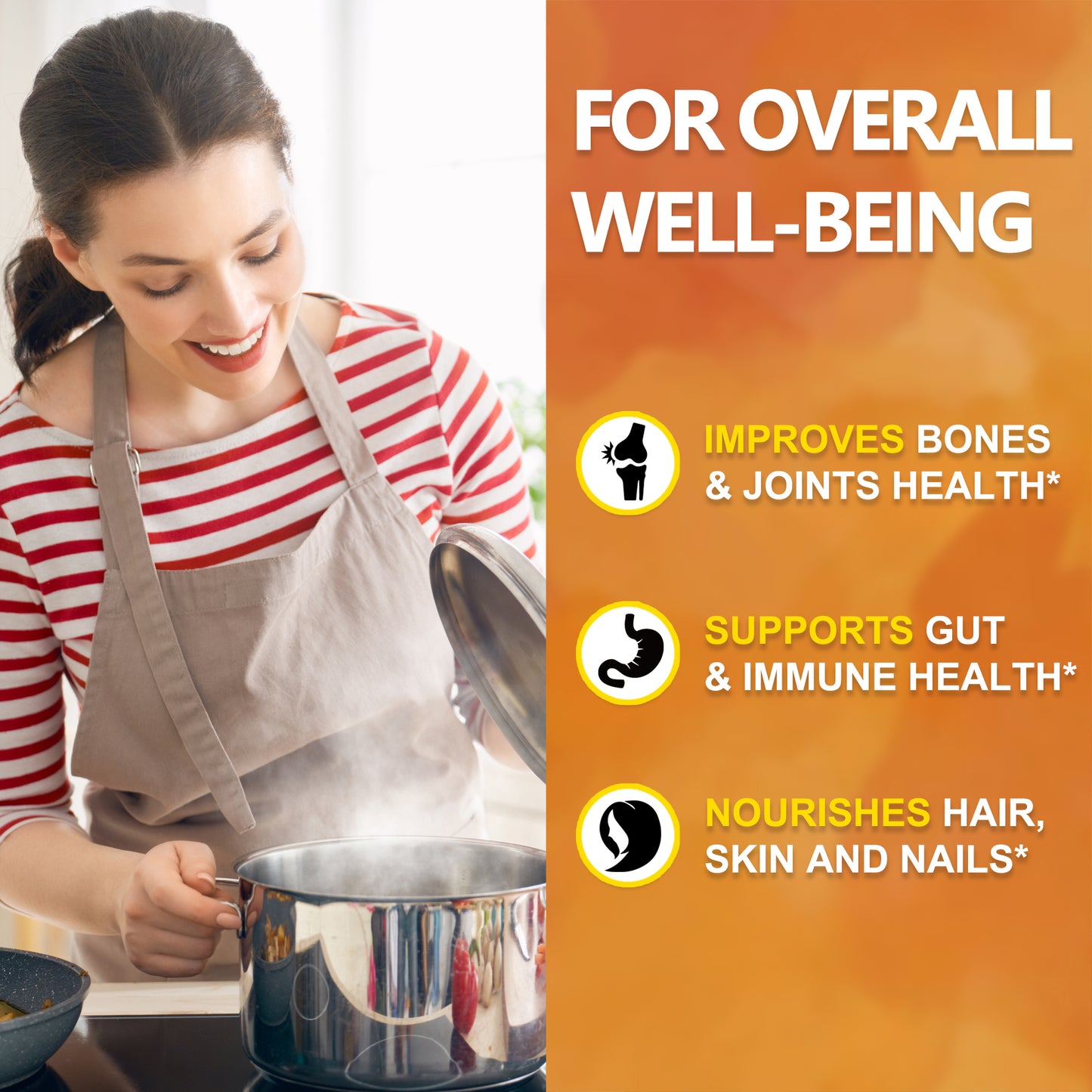 Zammex Hydrolyzed Bone Broth Protein Powder Natural Flavor 1.32 lb, Healthcare Beef Bone Broth Collagen Peptides Supplement Support Joint Fitness