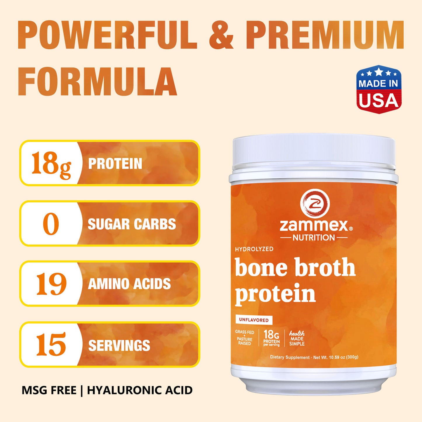 Zammex Bone Broth Protein Powder 10.59oz