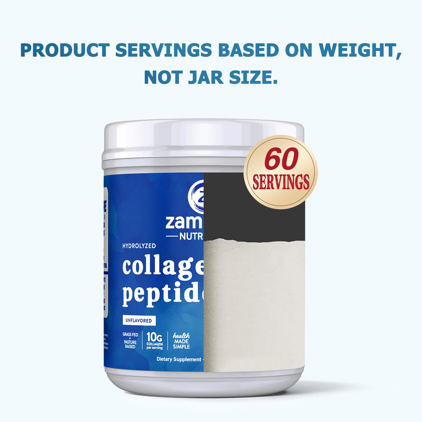 Zammex Hydrolyzed Collagen Peptides Powder 1.32lb Unflavoured