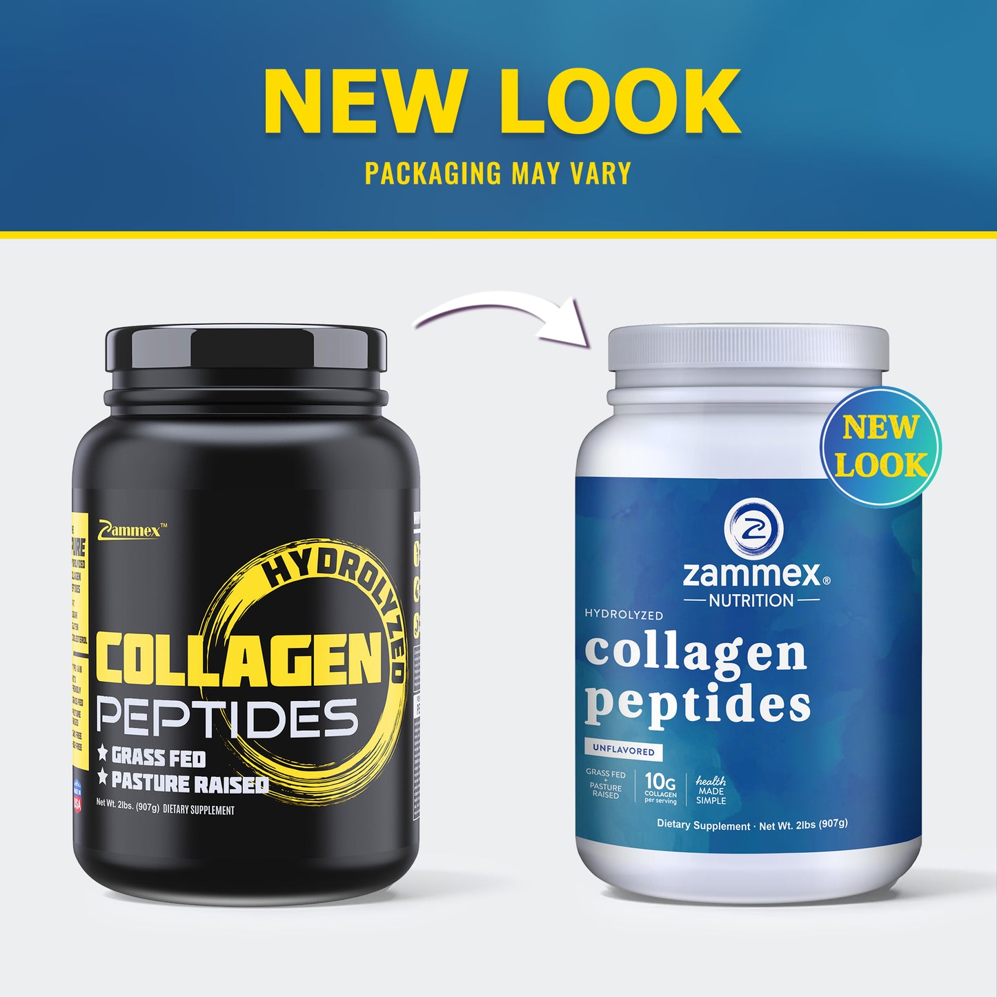 Zammex Hydrolyzed Collagen Peptides Powder 2 lbs Unflavoured