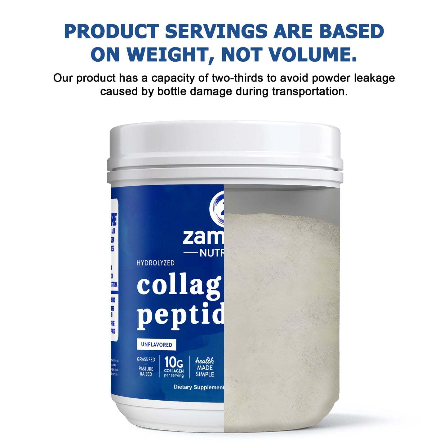 Zammex Hydrolyzed Collagen Peptides Powder 1.32lb Unflavoured