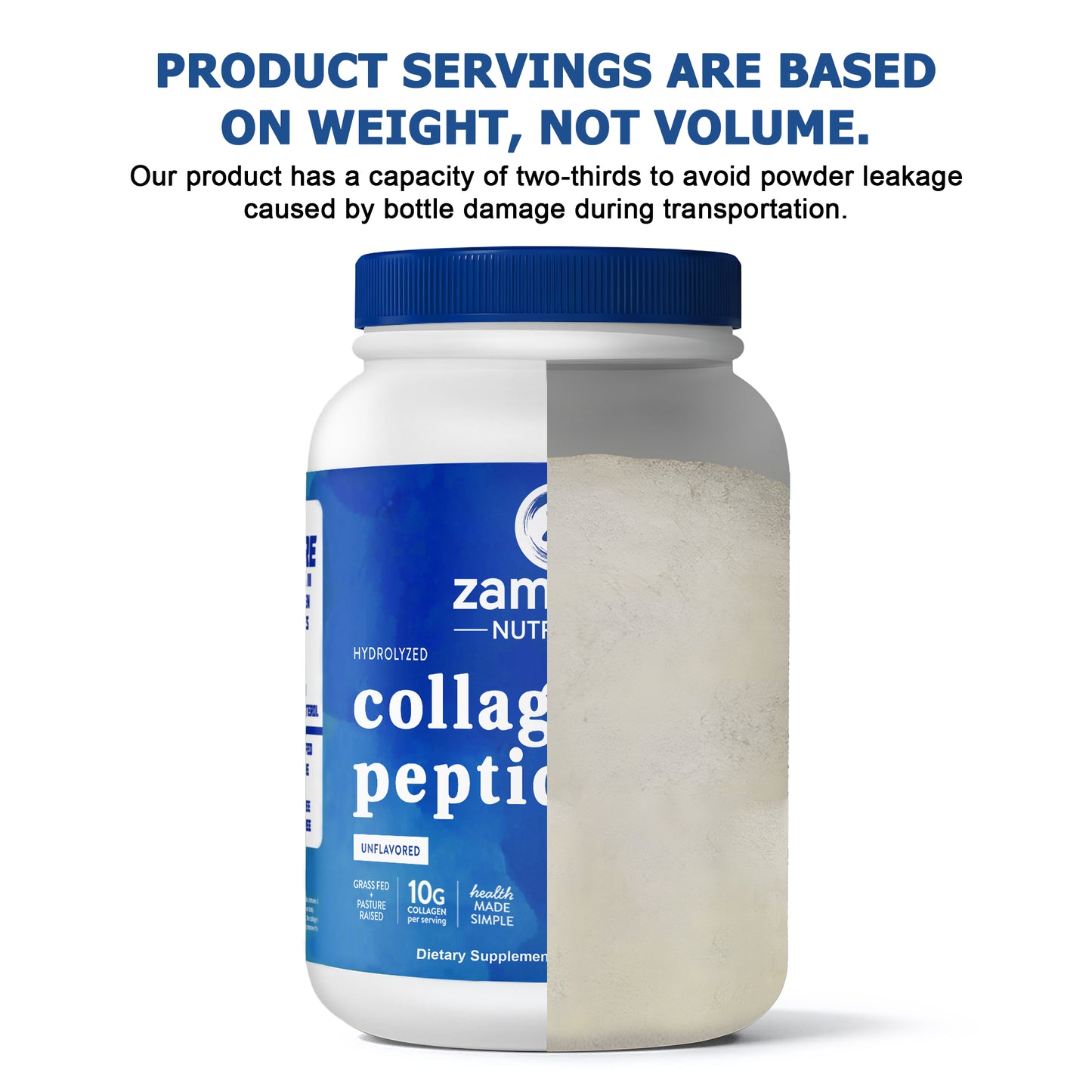 Zammex Hydrolyzed Collagen Peptides Powder 2 lbs Unflavoured