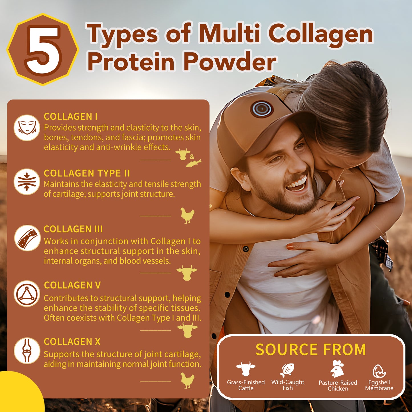 Zammex Multi Collagen Protein Powder 1lb Chocolate Coconut Flavor, Collagen Peptides for Women,  Supports Skin, Hair, Nails, Fitness Supplement