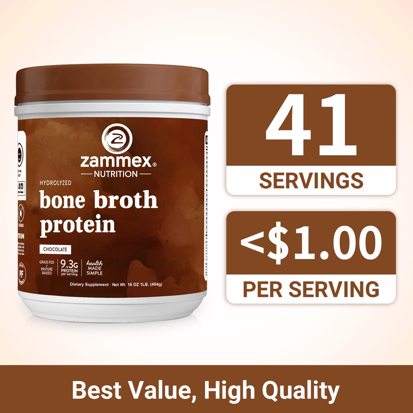 Zammex Bone Broth Protein Chocolate Flavor 1lb