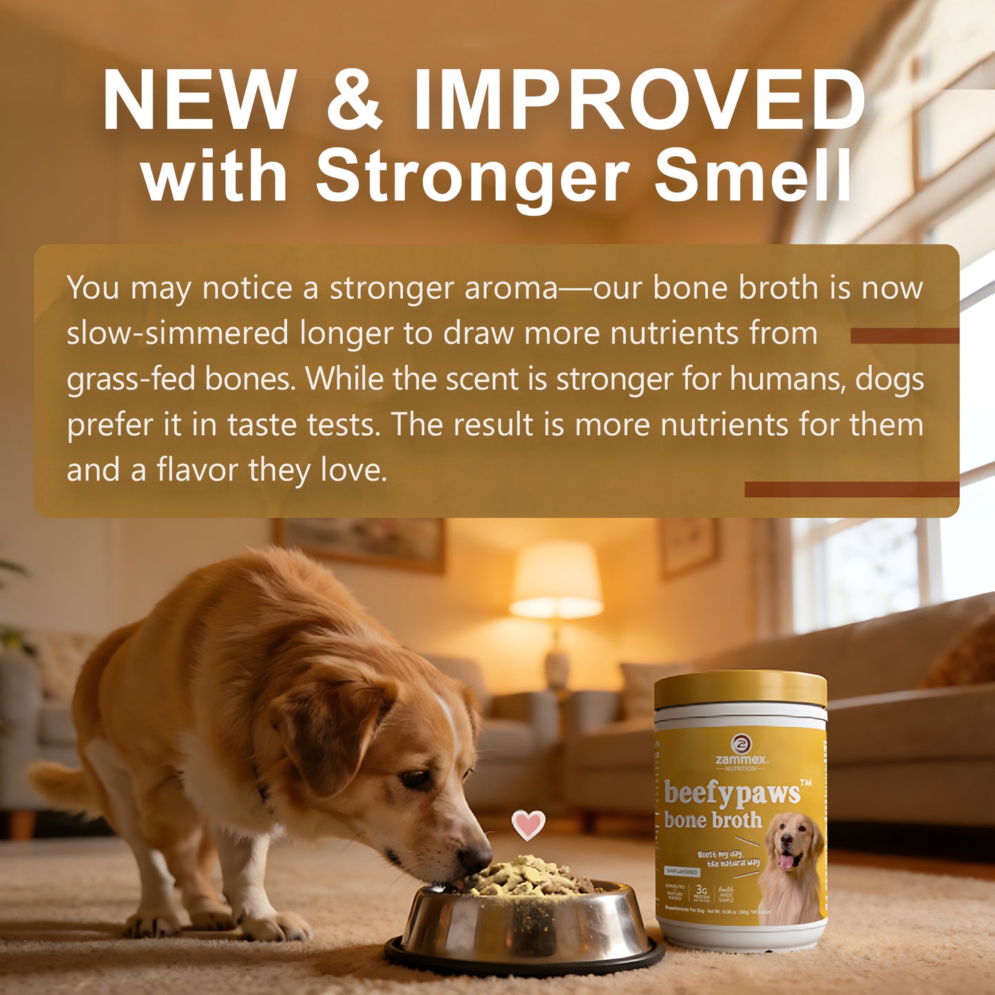 Zammex BeefyPaws Bone Broth Powder for Dogs&Cats