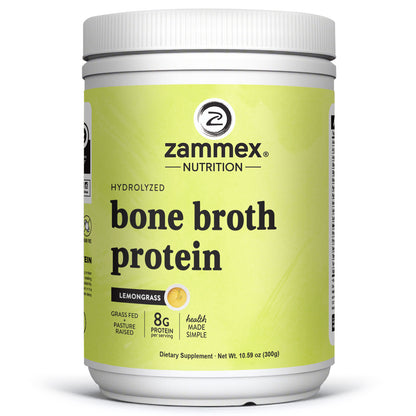 Zammex Bone Broth Protein Powder, Lemongrass Flavor