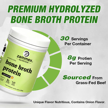 Zammex Bone Broth Protein Powder, Lemongrass Flavor