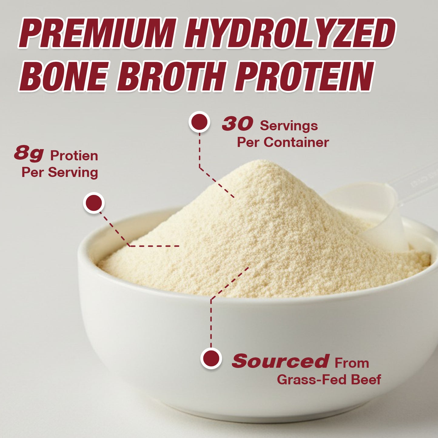 Zammex Bone Broth Protein Powder, French Onion Flavor