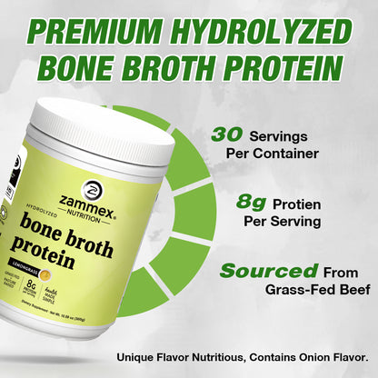 Zammex Bone Broth Protein Powder, Lemongrass Flavor