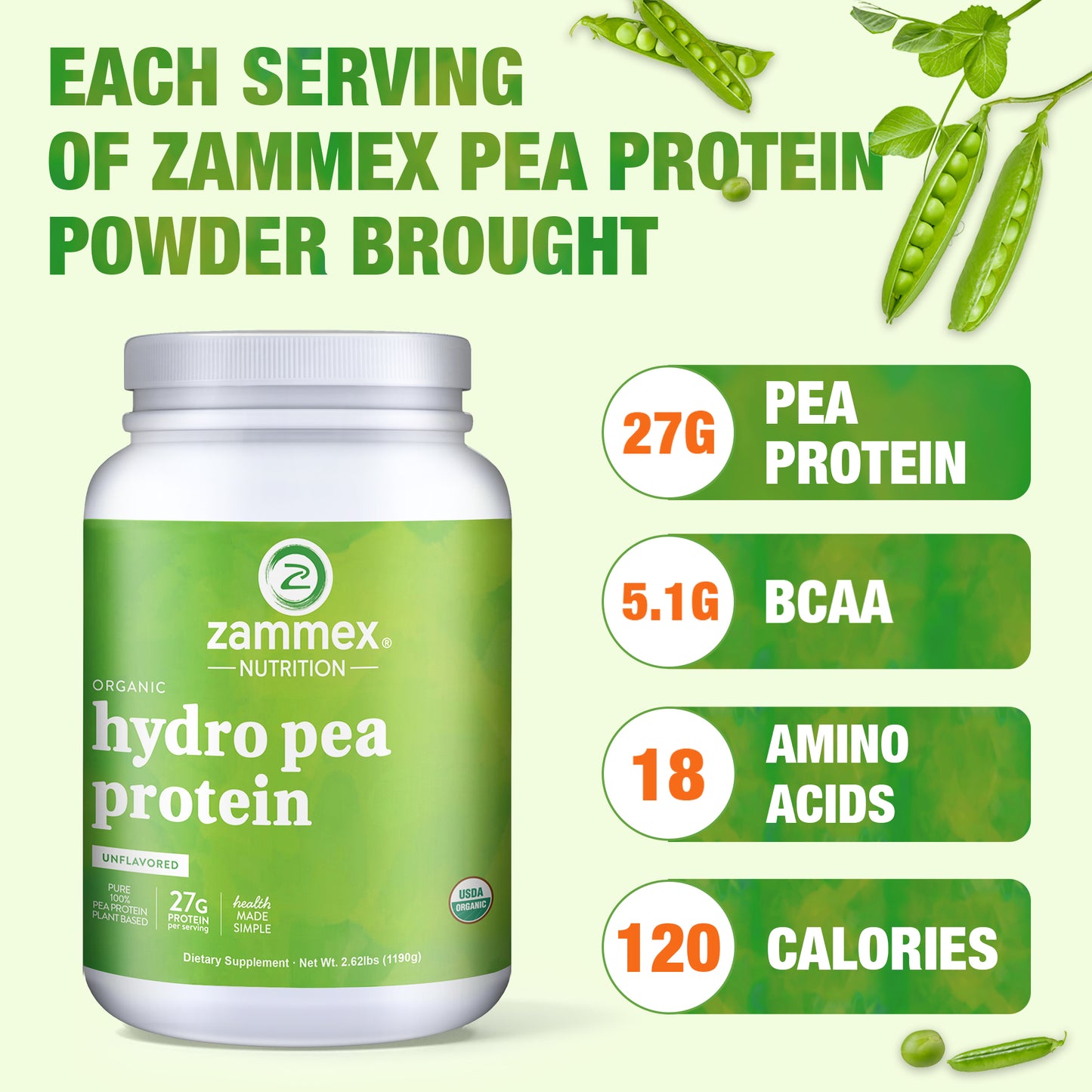 Organic Hydrolyzed Pea Protein-2.62lb