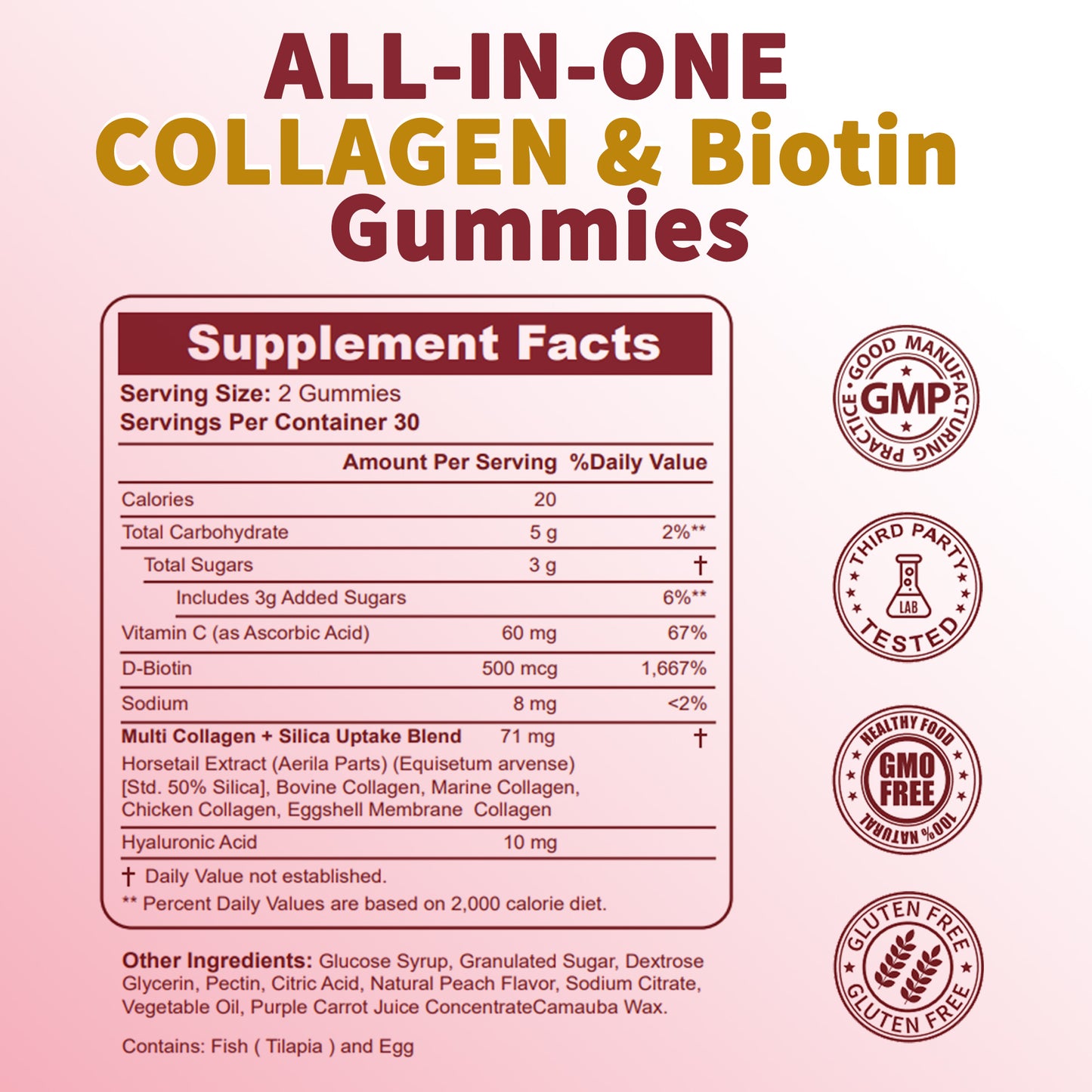 Multi Collagen Gummies Peach flavor