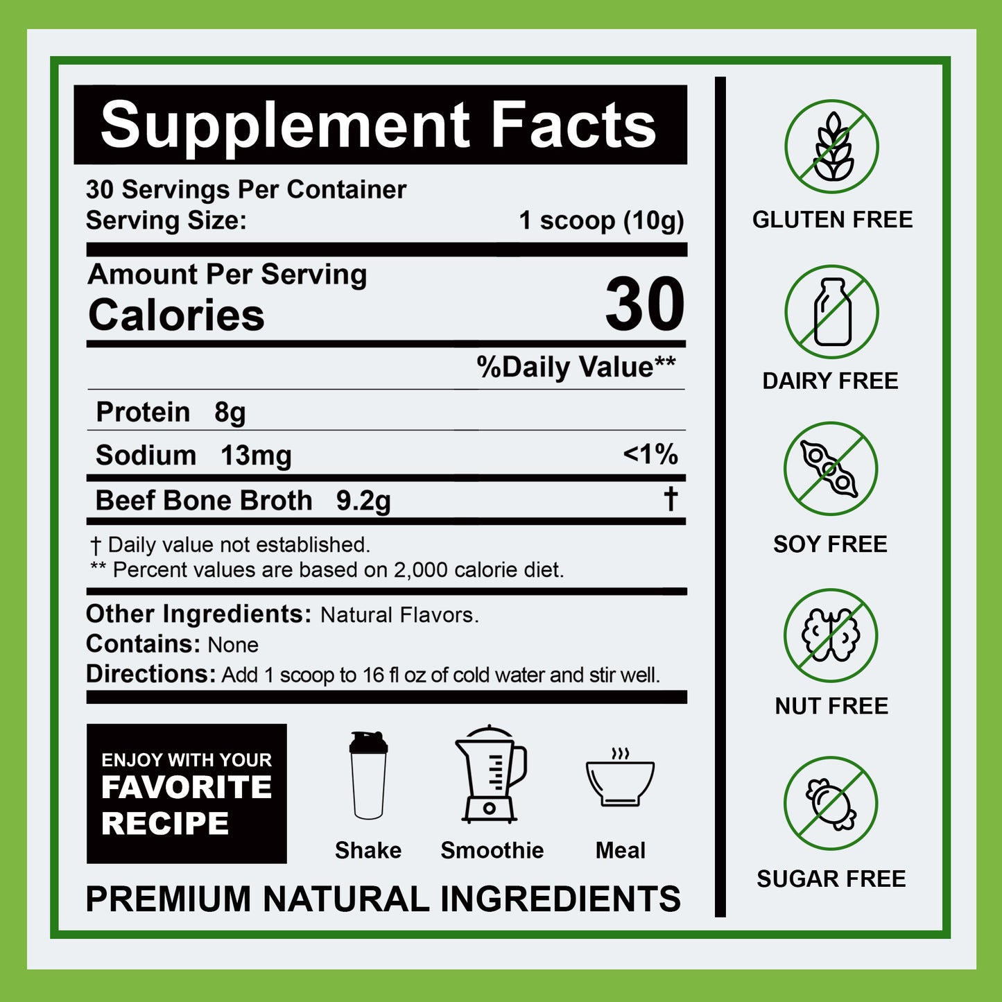 Zammex Bone Broth Protein Powder, Lemongrass Flavor