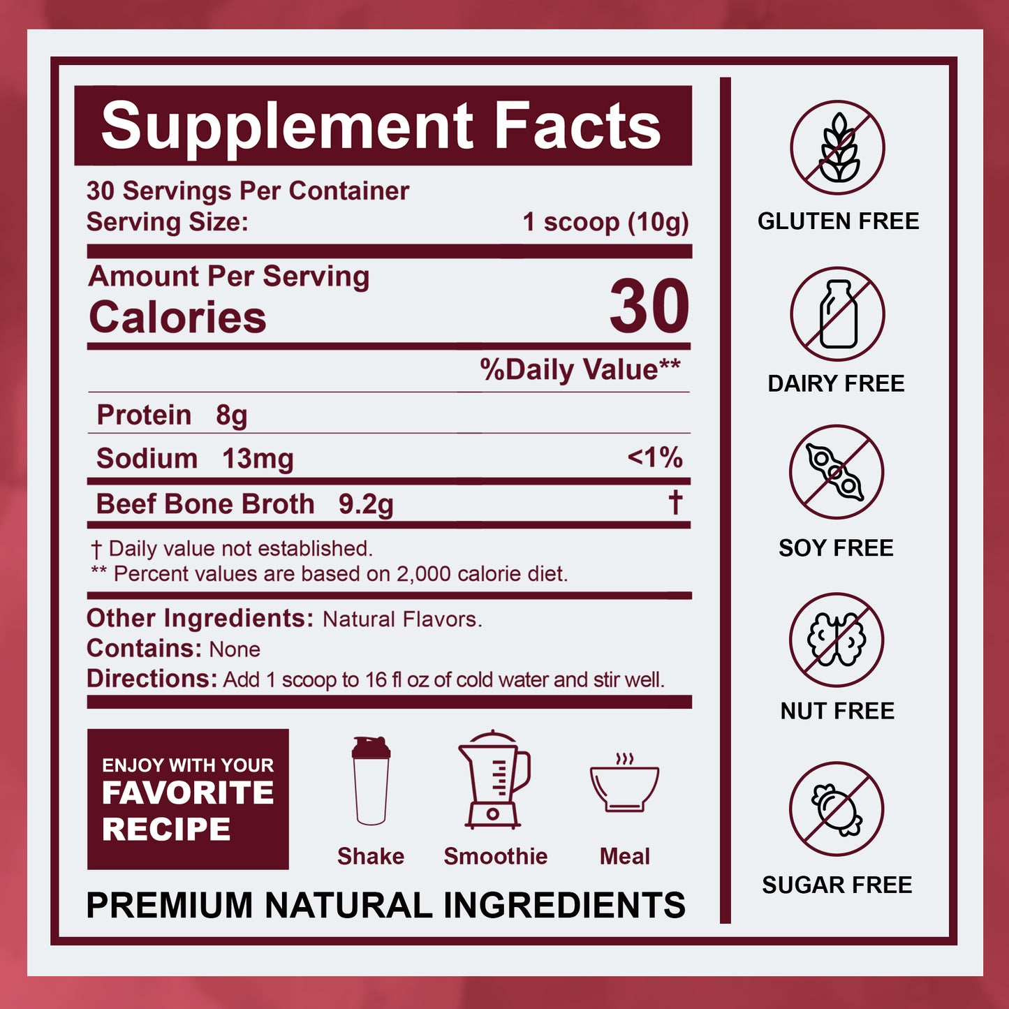 Zammex Bone Broth Protein Powder, French Onion Flavor