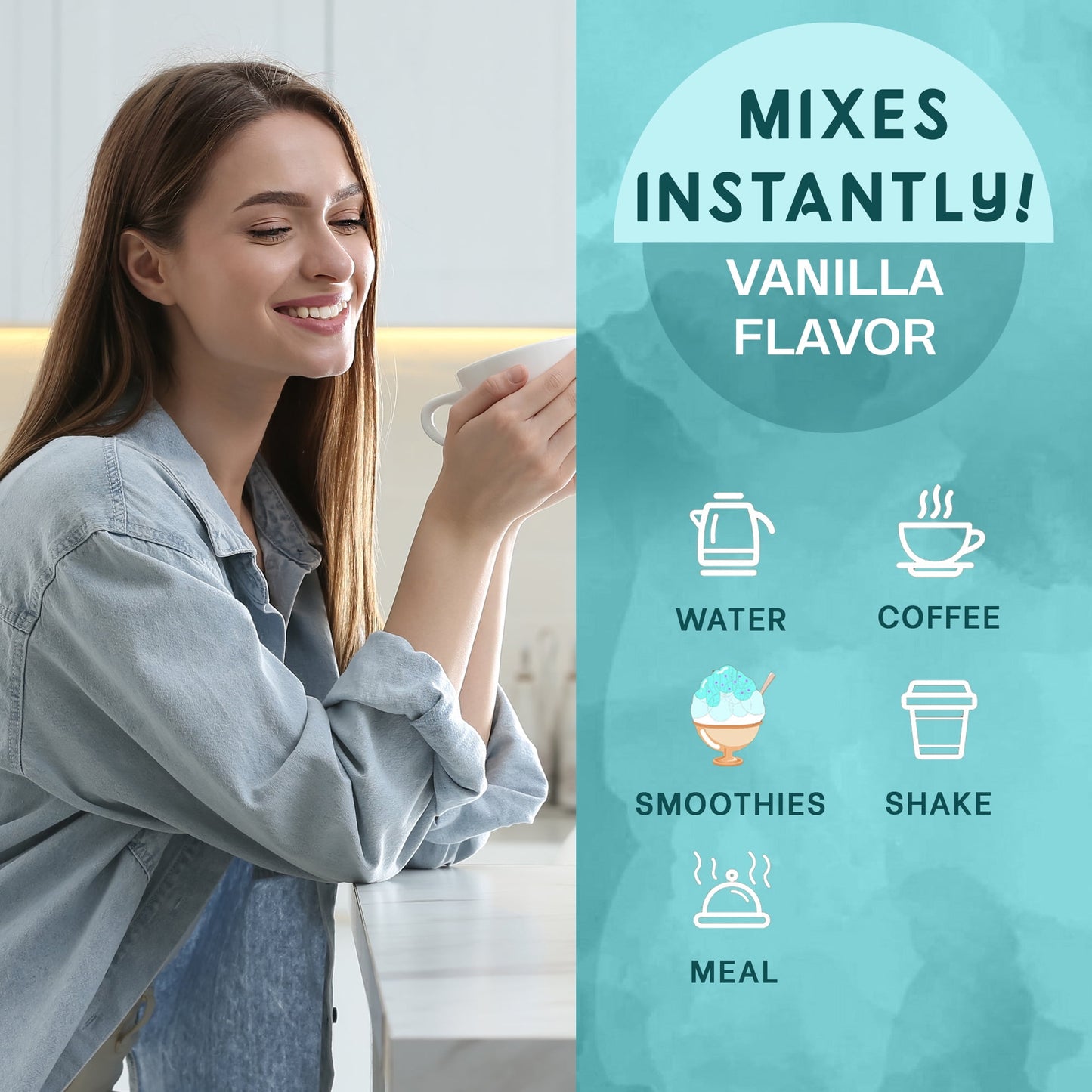 Zammex Vanilla Bone Broth Protein Powder blended into a fruit smoothie for protein, amino acids, and gut health support.