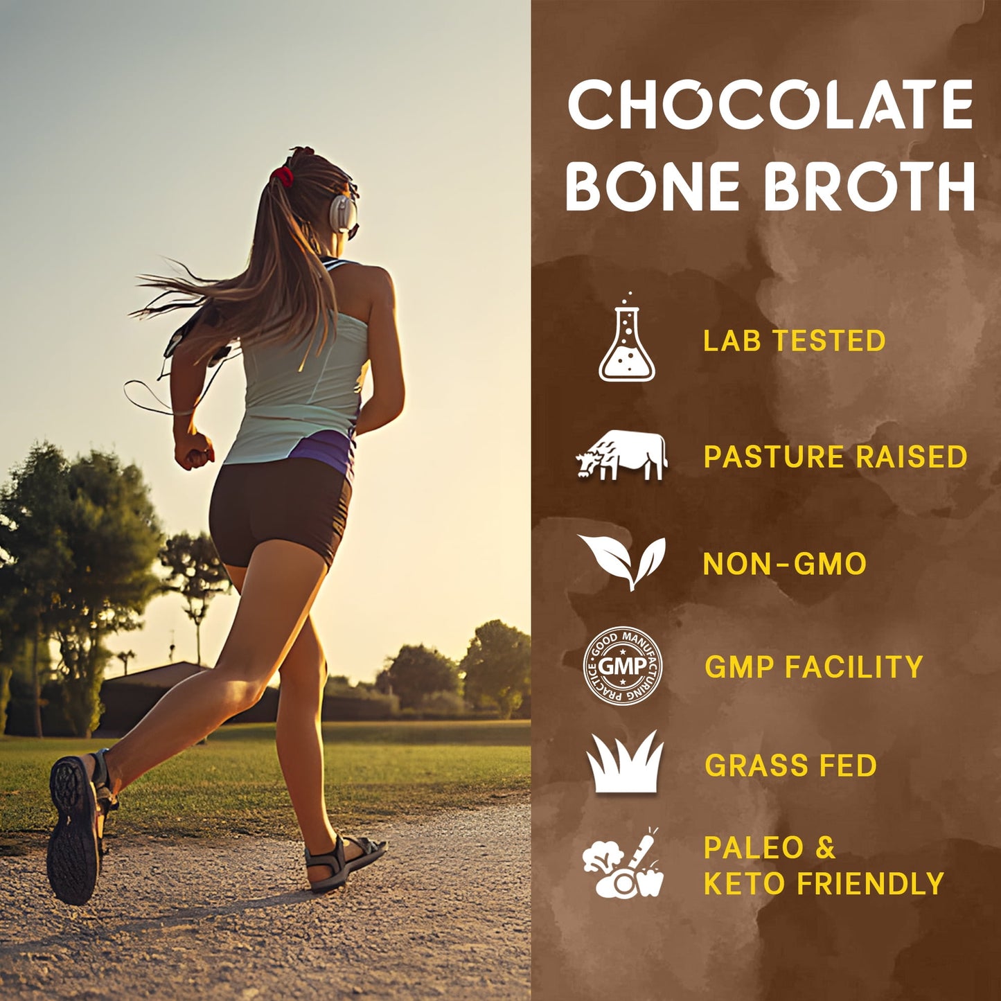 Athlete using Zammex Chocolate Bone Broth Protein after exercise for muscle recovery, joint support, and strength.